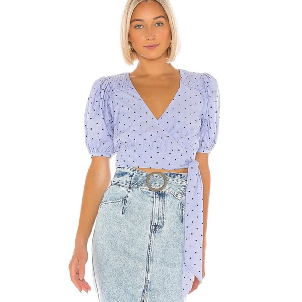 Tularosa Blue Polka Dot Cropped Top